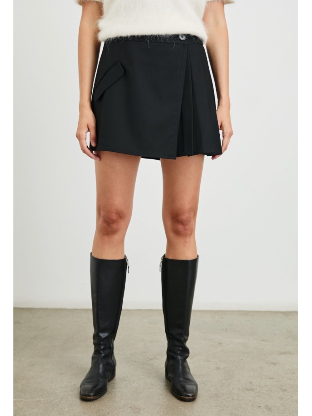 Rails "Adriana" Twill Pleated Skirt in Black, Sz 8